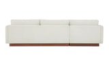 Verna Wood Plinth Base Cream LEFT Chaise Sectional Sofa