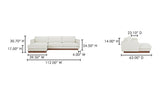 Verna Wood Plinth Base Cream LEFT Chaise Sectional Sofa