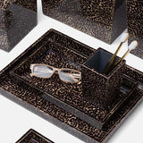 Cali Black Bronze and Gold Lacquered Shell Bathroom Accessories