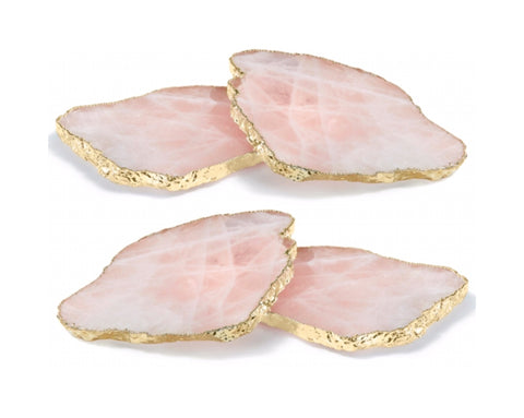 Vita Rose Quartz and Gold Stone Coasters - Herringbone and Company