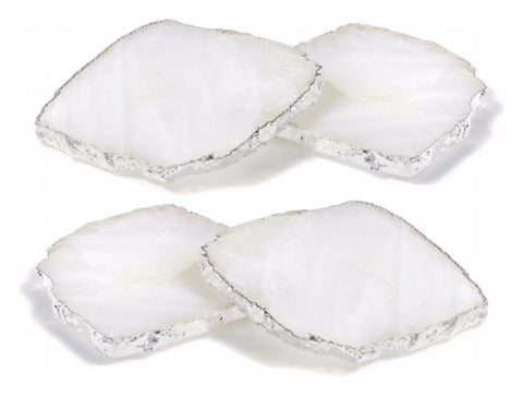 Vita White Crystal and Silver Stone Coasters - Herringbone and Company