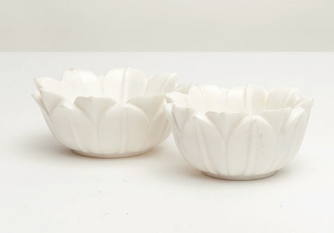 Vera White Marble Lotus Bowls SET of 2 - Herringbone and Company