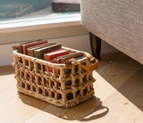 Summerset Natural Woven Baskets with Leather Handles SET of 2 - Herringbone and Company