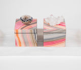 Pink Coral Swirl Patterned Lacquer Box with Decorative Stone - Herringbone and Company