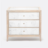 Minna Large Whitewash Oak and Antique Mirror Nightstand - Herringbone and Company
