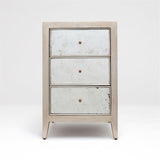 Minna Small Silvered Wood and Antique Mirror Nightstand - Herringbone and Company