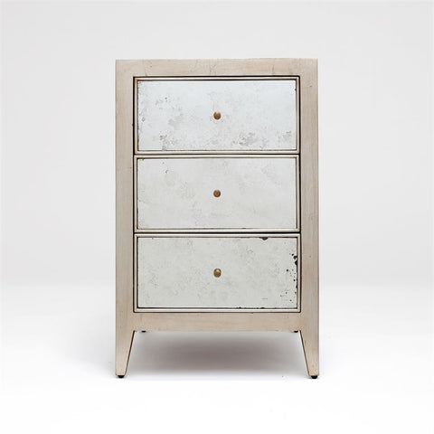 Minna Small Silvered Wood and Antique Mirror Nightstand - Herringbone and Company