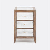 Minna Small Brown Wash Oak and Antique Mirror Nightstand - Herringbone and Company