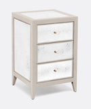 Minna Small Silvered Wood and Antique Mirror Nightstand - Herringbone and Company