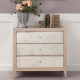 MIA Large Whitewash Oak and Antique Mirror Nightstand - Herringbone and Company