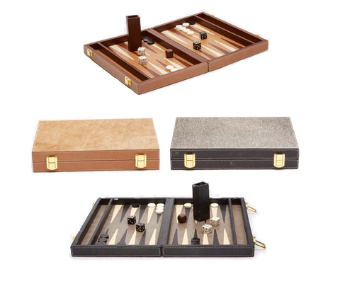 Gotham Leather Backgammon Game Set   2 COLORS AVAIL. - Herringbone and Company
