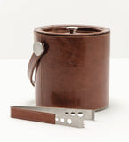 Britton Leather Ice Bucket and Tongs - Herringbone and Company