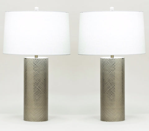 Park Ave Hand Etched Brass Glass Table lamp SET OF 2 - Herringbone and Company