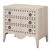 Sandi Bell White Washed Wooden Nightstand with Nail Head detail - Herringbone and Company