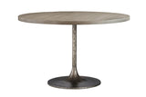 Abaca Wood and Hammered Iron Round Dining Table - Herringbone and Company