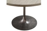 Abaca Wood and Hammered Iron Round Dining Table - Herringbone and Company