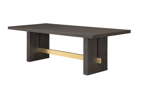 Nuio Rectangular Wood and Gold Leaf Dining Table - Herringbone and Company