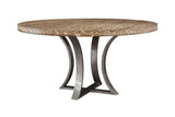 Tamara Whitewashed Oak with Etched Steel base Dining Table - Herringbone and Company