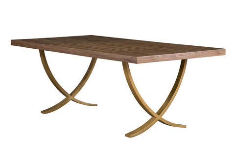 Zimma Dark and Walnut and Aged Brass Dining Table - Herringbone and Company