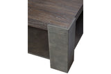 Cazzman Wood and Carved Steel Coffee Table - Herringbone and Company