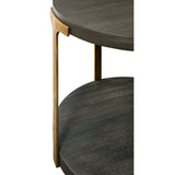 Pala Custom Walnut Wood and Brass Side Table - Herringbone and Company