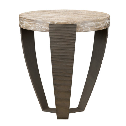 Rivara Custom Oak and Iron Side Table - Herringbone and Company