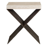 Cabolla Custom White Oak and Hammered Iron Side Table - Herringbone and Company