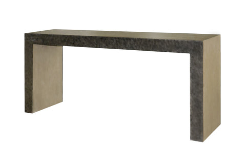 Gibrial Oak and Hammered Iron Console Table - Herringbone and Company