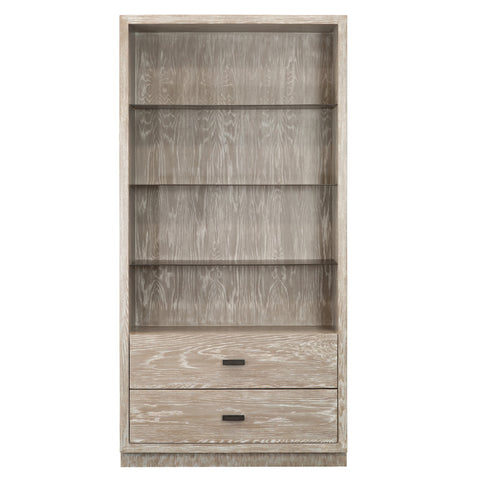 Ventana Steel Shelves in Wooden Bookcase with Drawers - Herringbone and Company