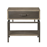 Nevil Modern Nightstand with Steel Faced Drawer - Herringbone and Company