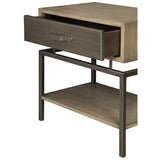 Nevil Modern Nightstand with Steel Faced Drawer - Herringbone and Company