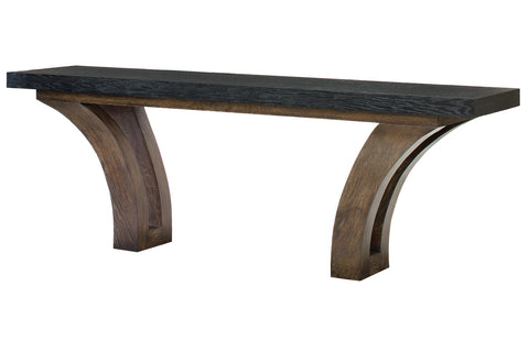 Fernando Ebony Oak Curved Leg Console Table - Herringbone and Company