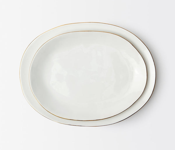 Julietta Classic White with Gold Leaf Edge Serving Platters ...