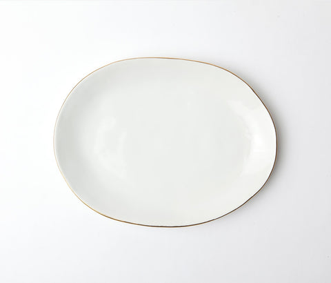 Julietta Classic White with Gold Leaf Edge Serving Platters - Herringbone and Company