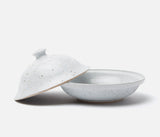 Olgen White Salt Glaze Stoneware Cloche Serving Dish - Herringbone and Company