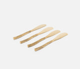 Danielle Polished Gold Faux Bois 4-Piece Knife Spreader Set - Herringbone and Company