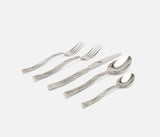 Danielle Polished Silver Faux Bois 5-Piece Flatware Set - Herringbone and Company