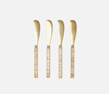Prestley Polished Gold Abstract Etched 4-Piece Knife Spreader Set - Herringbone and Company