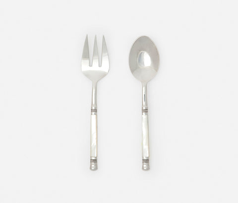 Sophia Mother of Pearl and Silver 2-Piece Serving Set - Herringbone and Company