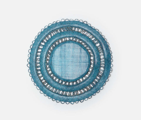 Carmichael Deep Blue Teal Woven Grass Placemat SET - Herringbone and Company