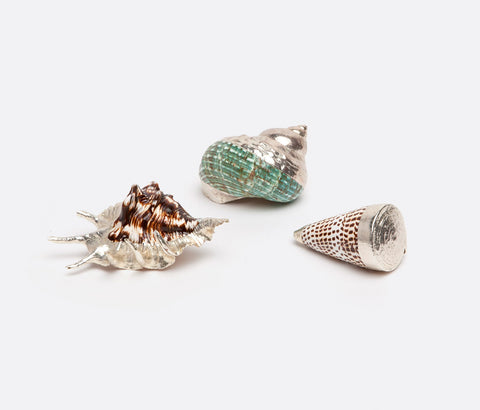 Jado Natural Shells with Silvered Edges SET OF 3 - Herringbone and Company