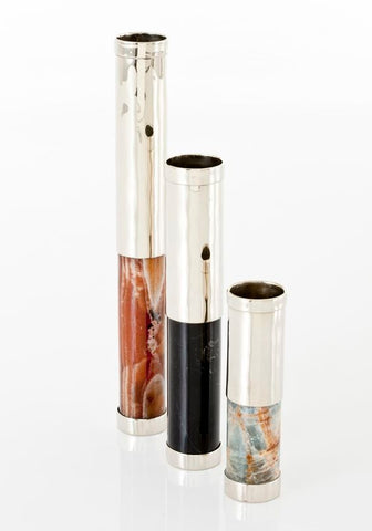 Salma Nickel Silver and Onyx Flower Vase Tube MULTIPLE COLORS AVAIL. - Herringbone and Company