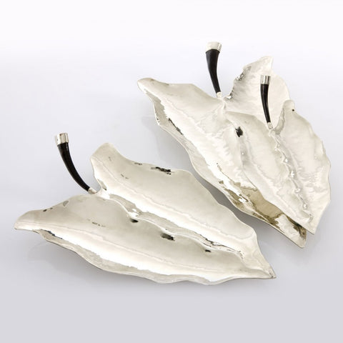 Calla Leaf Nickel Silver and Horn Tray - Herringbone and Company