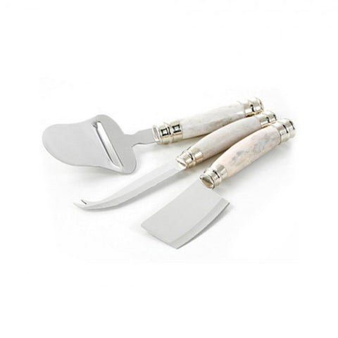 Asamo Nickel and Horn Handle Cheese Cutlery SET OF 3 - Herringbone and Company