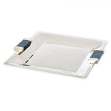 Capo Nickel Silver and Emerald Green Marble Serving Trays - Herringbone and Company