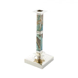 Salma Nickel Silver and Onyx Square Candlestick MULTIPLE COLORS AVAILABLE - Herringbone and Company