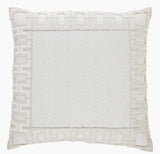 Patterned Creme Linen with Applique Edge 22x22 Pillow - Herringbone and Company