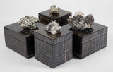 Silver & Gold Hatch Patterned Lacquer Box with Decorative Stone - Herringbone and Company