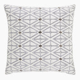 Creme Velvet with Navy and Silver Embroidery 22x22 Pillow - Herringbone and Company