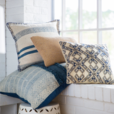 Lillia Indigo Blue Striped Batik Printed 20" Pillow - Herringbone and Company